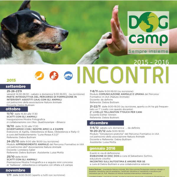 Dog Camp: Incontri 2015-2016
